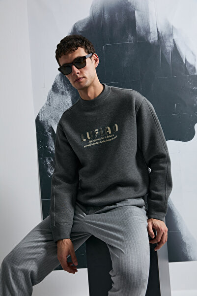 Lufian 112030178 Oracle Erkek Sweatshirt GRİ