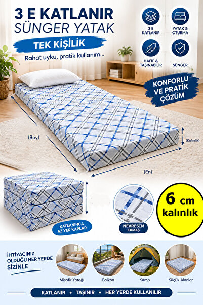 Tuğra Sünger KATLANIR SÜNGER YATAK FARKLI ÖLÇÜ SEÇENEKLİ İŞBİR SÜNGERLİ 6 CM ...