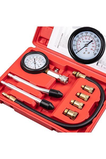 Choice Red 8pcs Petrol Engine Cylinder Compression Tester Kit, Small Engine C...