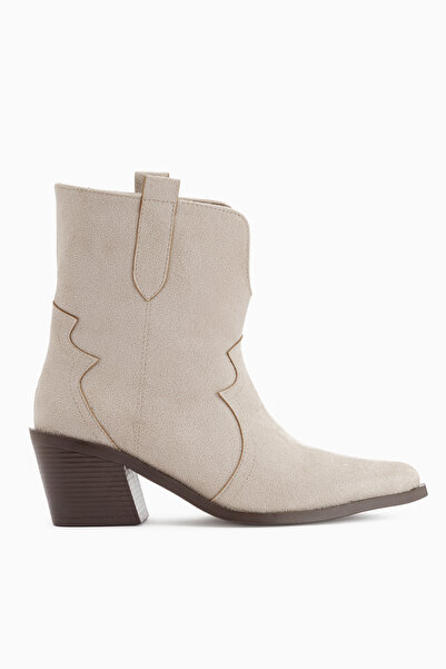 Limoya Erica Beige Suede Heeled Western Women's Boots