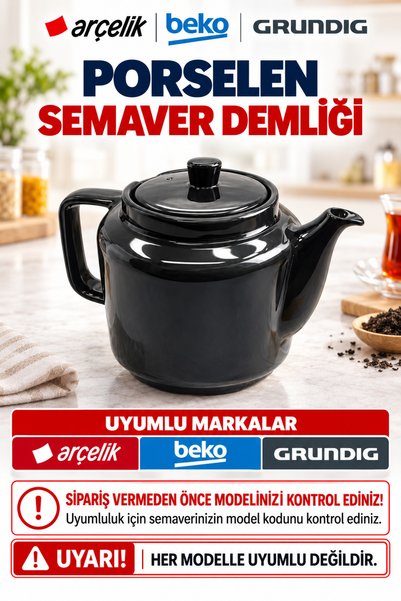 ÖZ BEYAZ EŞYA ARÇELİK BEKO GRUNDİG Semaver Uyumlu Porselen Demlik (renk Gri) ...