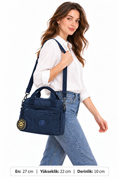 Bevitton Women's Navy Blue Zippered Lined Adjustable Strap Multi-Compartment ...