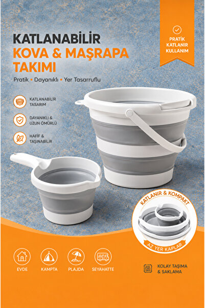 Rocha Baby Katlanabilir Kova Maşrapa Takımı 2’li Set | Kamp Seyahat Banyo ve ...