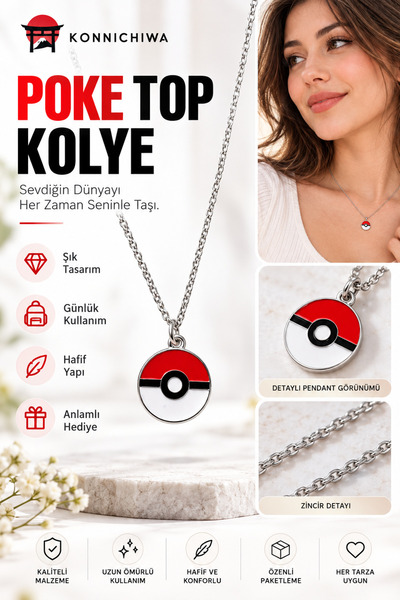 FG KONNİCHİWA POKEMON PIKACHU NECKLACE ANIME MANGA STEEL NECKLACE