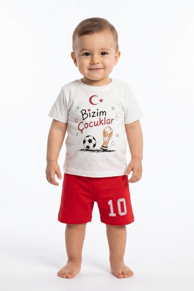 dinamik çocuk Baby Boy Unisex Our Kids Moon Star Cup Teddy Bear Printed Short...