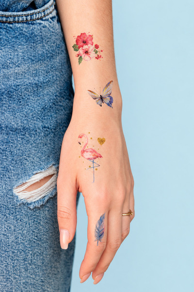 New Obsessions Düşler Kapanı Pastel Renkler Kelebek Flamingo Geçici Dövme