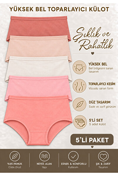 DONLİZZA Yüksek Bel Kadın Külot Somon 5 Adet