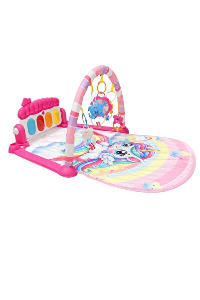 hak-iş oyuncak Piyanolu Unicorn Desenli Bebek Oyun Halısı – 0+ Ay, Hayvan Figürlü Işıklı ve Müzikli Gelişim Matı