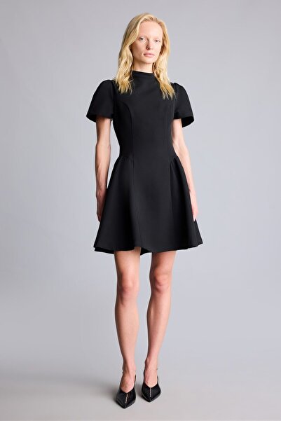 DeFacto Half Turtleneck Shirred Sleeve Flared Dress I8820Ax26Au