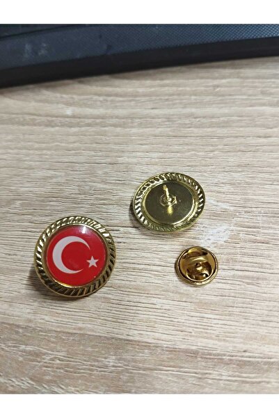 bidünyamadalya Türk bayrağı yaka rozeti Özel Mineli Gold Rozet 1 adet