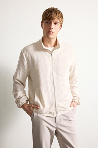 DeFacto Linen Blend Regular Fit Stand Collar Coat H7290Ax26Sp