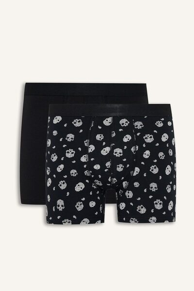 DeFacto Regular Fit Desenli Beli Lastikli 2'li Boxer I7825AX26AU