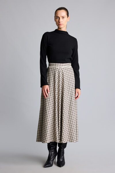 DeFacto Regular Fit Gingham Flared Cut Voile Skirt I7383Ax26Wn