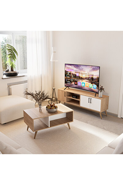 Mezza Set 1584-2074 Exxen 150 CM (AHŞAP AYAKLI) Tv Ünitesi - Orta Sehpa Seti ...