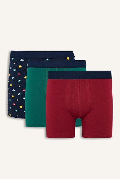 DeFacto Regular Fit Baskılı 3'lü Boxer Seti A5996AX24CW