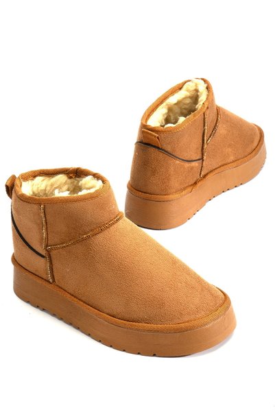 FEMME FATALE Si̇ena Suede with Fur Inside Thick Sole Ankle Short Women's Boots & Booties