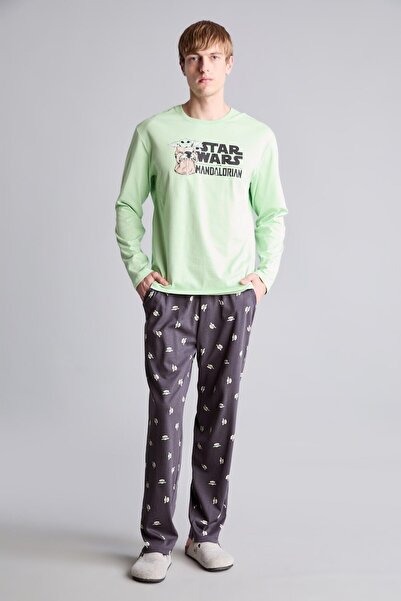 DeFacto Star Wars-Mandalorian Pijama Takımı Uzun Kollu Üst Uzun Alt F7497AX25AU