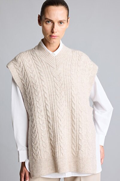 DeFacto Relaxed Fit V-Neck Hair Knit Knitwear Vest I3042Ax26Wn