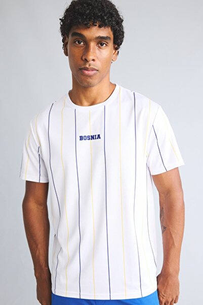 DeFacto Standard Fit Crew Neck Vertical Striped Printed Short Sleeve T-Shirt ...