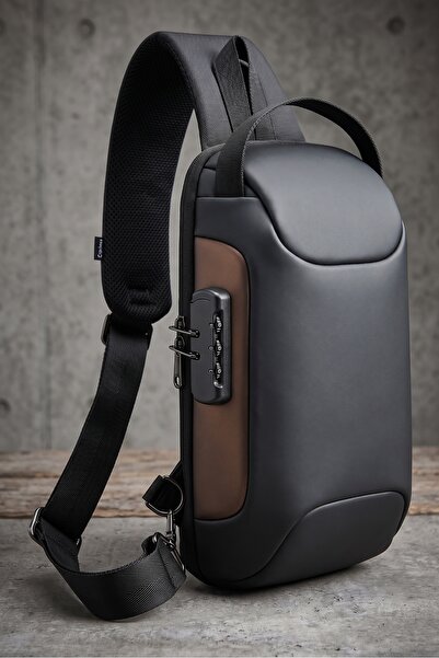 Primo Plus Brown With Black Waterproof, Slim Unisex Crossbody Sling Bag Chest...