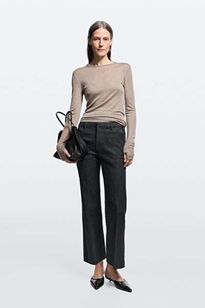 Massimo Dutti Orta bel crop fit çan paça jean