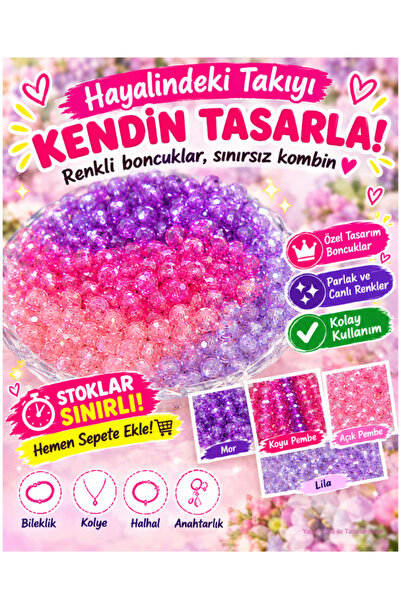 4 Mm 450 Adet Pembe Mor Lila Karışık Kristal Boncuk Cam Boncuk Takı Yapım Malzemeleri