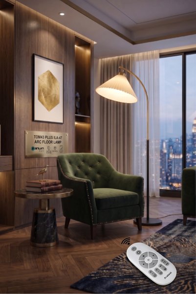 Primo Plus مصباح أرضي LED عصري بغطاء من القماش المطوي مقاس 51x41x10.5 سم، 12 ...
