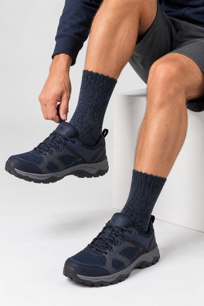 SONNORS 3 Pairs of Unisex Muline Yarn Winter Thermal Socks, Black-Navy Blue-Brown