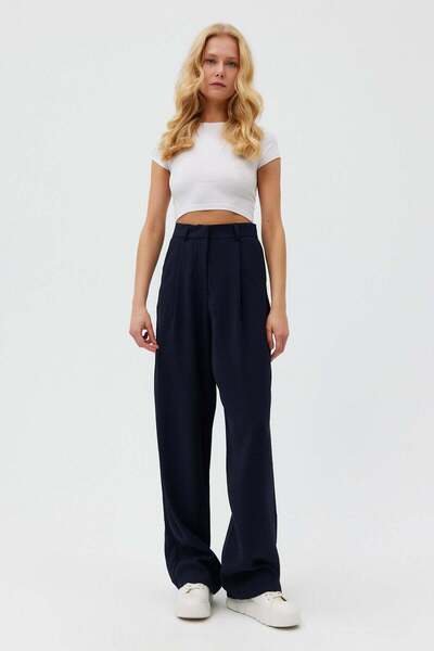 Açelya Okcu Premium Lowry Wide Leg Palazzo Woven Trousers