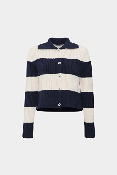 Açelya Okcu Thessaloniki Knitted Polo Collar Short Women's Knitwear Cardigan
