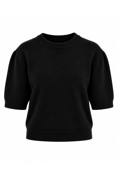 Zelish My Sister Black Half Sleeve Short Sweater