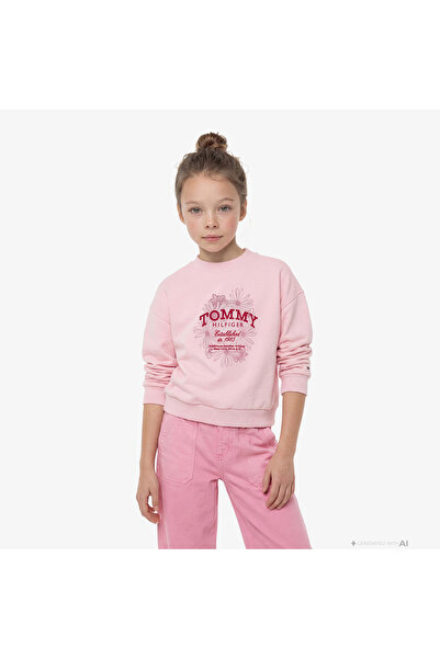 Tommy Hilfiger Flower Çocuk Pembe Sweatshirt