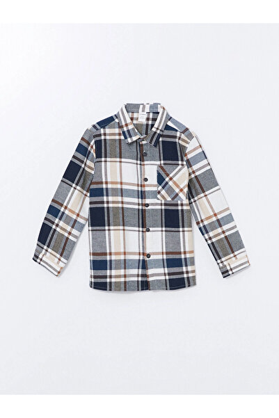 LC Waikiki Lcw Kids Blue Long Sleeve Plaid Print Boys' Lumberjack Shirt