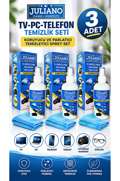 JULIANO 3 ADET - (250 ML) Gözlük, Cep Telefonu, Led, Bilgisayar, Ekran, Lapto...