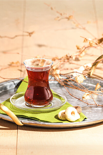 LAV Buket Cam Çay Seti 6 Kişilik 135 ml (6 Çay Bardağı, 6 Çay Tabağı)