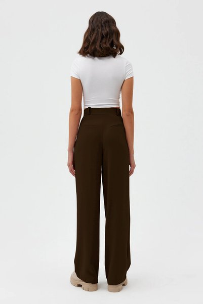 Açelya Okcu Premium Lowry Wide Leg Palazzo Dokuma Pantolon