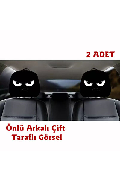 Kızgın Yüz Çift Taraflı Dekoratif Oto Başlık Kılıfı/Maske 2'li