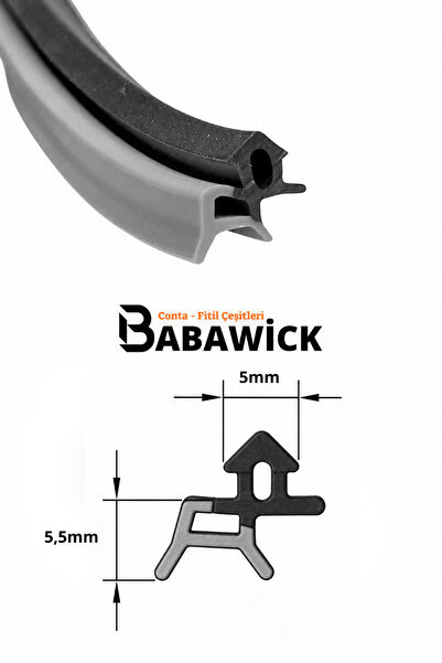 BABAWİCK PAK05 Profesyonel Yağlı Saf Kauçuk PVC Kapı Pencere Fitili 100 Mt Gri İzolasyon Contası