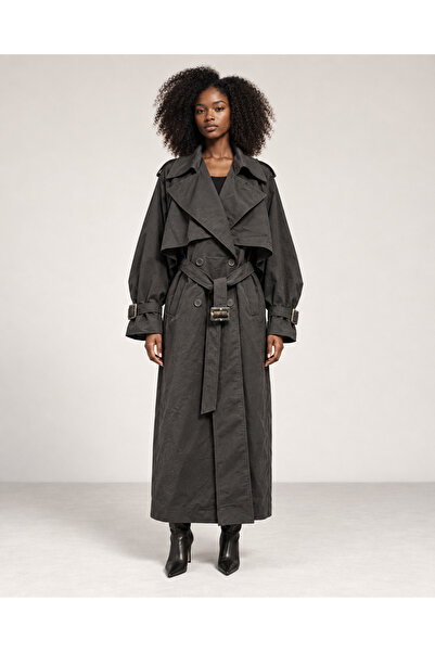 NURCAN KESKİN STORE Siyah Oversize Trençkot
