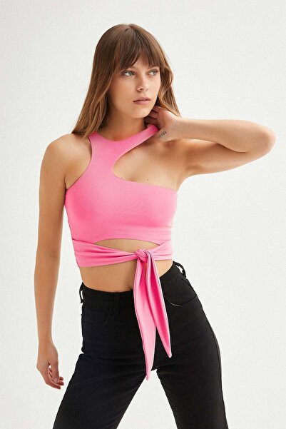 Açelya Okcu Tactel Tie Crop Blouse