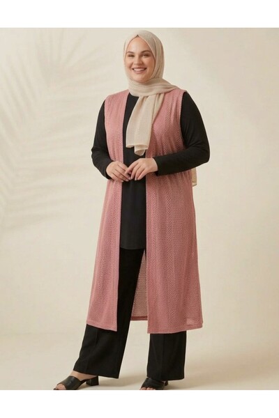 RESPİRO Relaxed Fit Lace Vest Plus Size Long Vest Soft Breathable