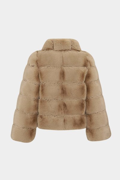 Açelya Okcu Premium Stand Collar Women's Rex Faux Fur Jacket