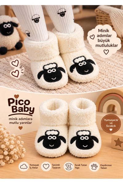 Pico Baby Bebek & Çocuk Kaydırmaz Tabanlı Ev Botu / Panduf / Kışlık Peluş Bot...