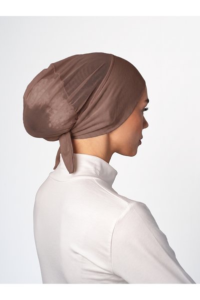 ec ecardin Clima Fit Bone - Women's Anti-Sweat Tulle Hijab Bonnet Turban Scarf Shawl Bonnet - Brown
