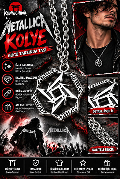 FG KONNİCHİWA Metallica Necklace - Steel Pattern