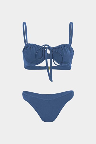Açelya Okcu Premium Büzgü Detaylı LUNA Slim Fit Kadın Bikini Üstü