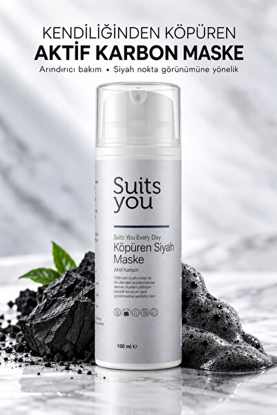 Suits You Aktif Karbon Köpüren Siyah Maske 100 ml – Siyah Nokta Görünümüne Karşı Arındırıcı Yüz Bakımı