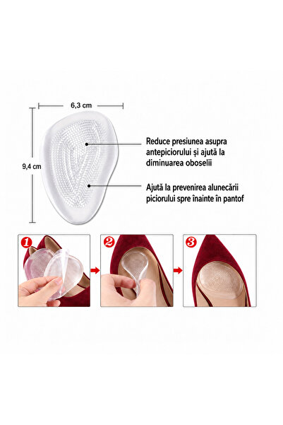 miraza Set 14 Branturi si Pernite Silicon pentru Pantofi, Anti-Frecare, Anti-Basici, Protectie Calcai si Antepicior, Anti-Alunecare, Transparent