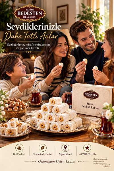 Afyon Sultan Fındıklı Lokum 500 gr | Günlük Üretim | Bol Fındıklı (Afyon's famous Turkish delight)