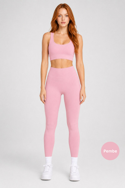 Formactive Pembe U Yaka Büstiyer Push Up Dikişsiz Tayt Takım 1920-1950
